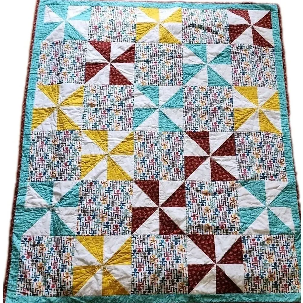 Alpha-Bots Print by Danielle Leone Hand Sewn Baby Learning Crib Quilt Nursery
